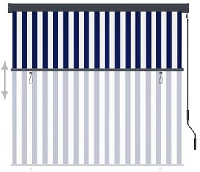 Estore de rolo para exterior 160x250 cm azul e branco