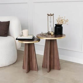 Conjunto de Mesas de Centro Mushroom – Dourado Nogueira – 40x50x40 cm