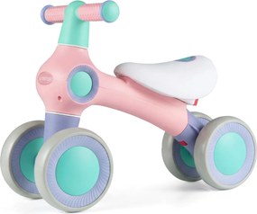 Bicicleta de equilíbrio para crianças com 4 rodas, montagem rápida, assento ajustável 1-3 anos, Rosa