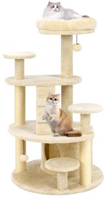 Arranhador para gatos Torre de atividades multinível com cama e condomínio Postes para arranhar e plataformas Centro de entretenimento Bege