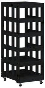 Suporte de lenha c/ rodas 40x49x110 cm pinho maciço preto