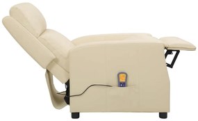 Poltrona Malia de Massagens Reclinável em Couro Artificial - Creme - D