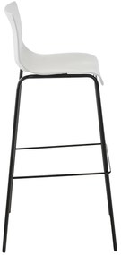 Conjunto de 2 bancos de bar Hoover em plástico e com estrutura preta 43 x 100 x 48 cm Branco