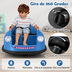 Carrinho de choques Elétrico de 12V para Crianças com Controlo Remoto Luzes LED Música 360° Giro Brinquedo para Bebés para Crianças 2-5 Anos de Idade