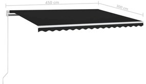 Toldo retrátil manual c/ LED 450x300 cm antracite