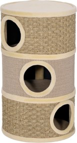 PawHut Barril Arranhador para Gatos 3 Níveis, 79 cm de Altura, com Cama e Revestimento em Sisal, Caqui e Castanho | Aosom Portugal