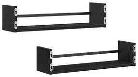 Prateleiras de Parede 2 pcs Preto Carvalho 60x16x14 cm Madeira de Enge