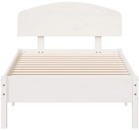 Cama sem colchão 100x200 cm madeira de pinho maciça branco