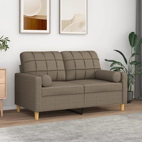 vidaXL Sofá 2 lug.+almofadas/almofadões 120cm tecido cinza-acastanhado