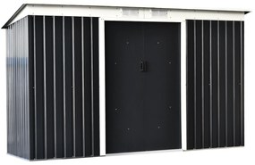 Outsunny Abrigo de Jardim 280x130x172cm Abrigo de Exterior de Aço Galvanizado com Porta Corredeira e Ventilações Cinza Escuro | Aosom Portugal
