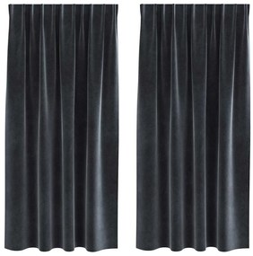 Cortinas Blackout vidaXL com fita superior 2 pcs Cinza Escuro Veludo