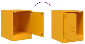 Mesas de cabeceira 2 pcs 34,5x39x44 cm aço amarelo mostarda