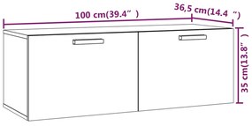 Armário parede 100x36,5x35 cm derivados madeira cinza cimento