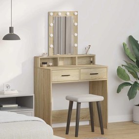 Mesa de Maquiagem vidaXL com Luzes LED Carvalho Sonoma 79x41x140 cm