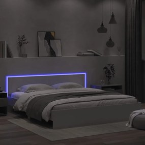 Estrutura cama c/ cabeceira e luzes LED 180x200 cm branco