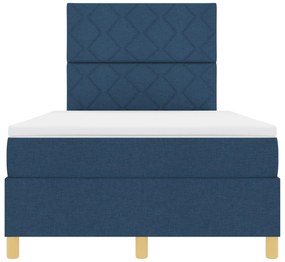 Cama Box com Colchão e LED Azul 120x190 cm Tecido