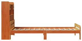 Cama com estante sem colchão 90x200cm pinho maciço castanho-mel