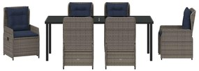 Conjunto de Jantar de Jardim 7 Peças Cinza Polyrattan