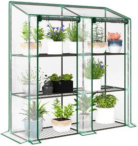 Estufa de Jardim de 3 Níveis Estufa de Terraço com Prateleiras Teto In
