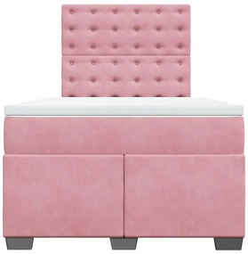 Cama boxspring com colchão 120x190 cm veludo rosa