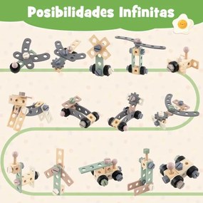 Bancada de ferramentas 2 em 1 de madeira para crianças 75 x 30 x 84,5 cm com acessórios realistas, para maiores de 3 anos Madeira