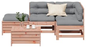 vidaXL 5 pcs conj. lounge jardim com almofadões madeira douglas maciça