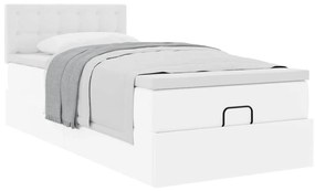 Cama otomana com colchão 100x200 cm couro artificial branco