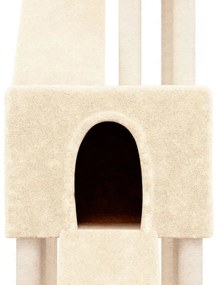 Árvore para gatos c/ postes arranhadores sisal 190 cm cor creme