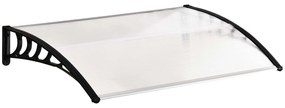 Outsunny Marquise de Proteção para Portas e Janelas Contra Sol e Chuva Telhado de Proteção 150x90x25 cm Transparente e Preto