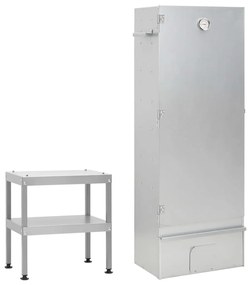 vidaXL Defumador com mesa aço galvanizado