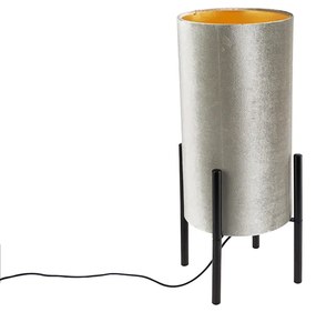 Candeeiro de mesa design abajur veludo taupe/ouro - RICH Moderno