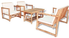 4 pcs conjunto lounge p/ jardim com almofadas bambu