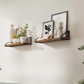 Conjunto de 2 prateleiras de parede 12,7 x 40 x 11,2 cm Castanho vintage + Preto