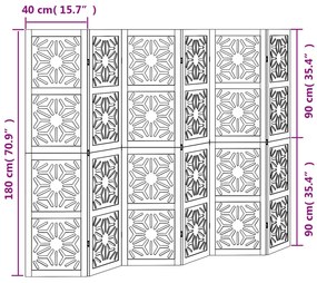 Biombo c/ 5 painéis madeira de paulownia maciça castanho/preto