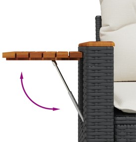 Conjunto de Sofá de Jardim de 10 Peças com Almofadas Preto Rattan de P