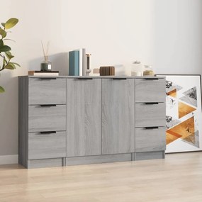 vidaXL Aparadores 3 pcs madeira processada cinzento sonoma