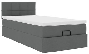 Cama otomana com colchão 90x200 cm tecido cinzento escuro