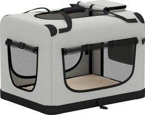 PawHut Bolsa de transporte macia para cão com alça de fivela de segurança, almofada lavável e tigela dobrável, cinza claro | Aosom Portugal