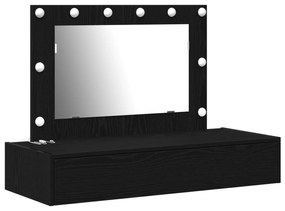 Mesa de Toucador Suspensa com Luzes LED em Carvalho Preto
