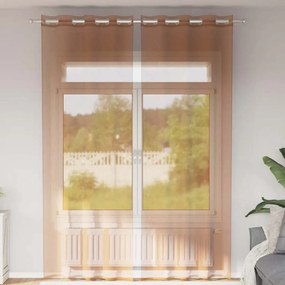 Cortinas de voile com ilhós 2 pcs terracota