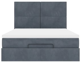 Estrutura de cama otomana colchões 140x200 cm cinzento escuro