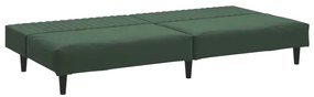 Sofá-cama de 2 lugares veludo verde-escuro