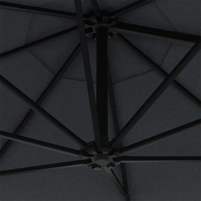 Guarda-sol para jardim de parede c/ luzes LED 300 cm antracite