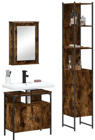 vidaXL 3 pcs conjunto de móveis WC madeira processada carvalho fumado