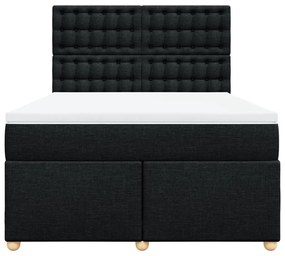Cama com molas/colchão 160x200 cm tecido preto
