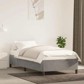 Estrutura de cama sem colchão 90x200 cm veludo cinzento-claro