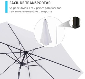 Guarda/Chapéu de Sol de Jardim Ø295x250 cm com Manivela e Inclinação –