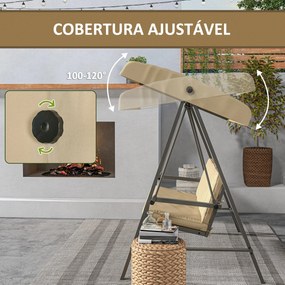 Baloiço de Jardim de 3 Lugares Baloiço de Exterior com Toldo Ajustável