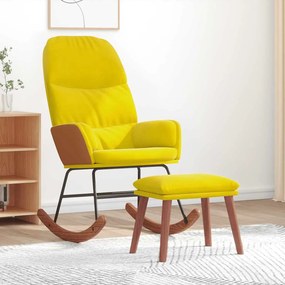 vidaXL Cadeira de baloiçar com banco p/ pés veludo amarelo
