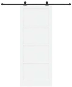 Porta Deslizante com Conjunto de Ferragens Branca 93x232 cm de Madeira